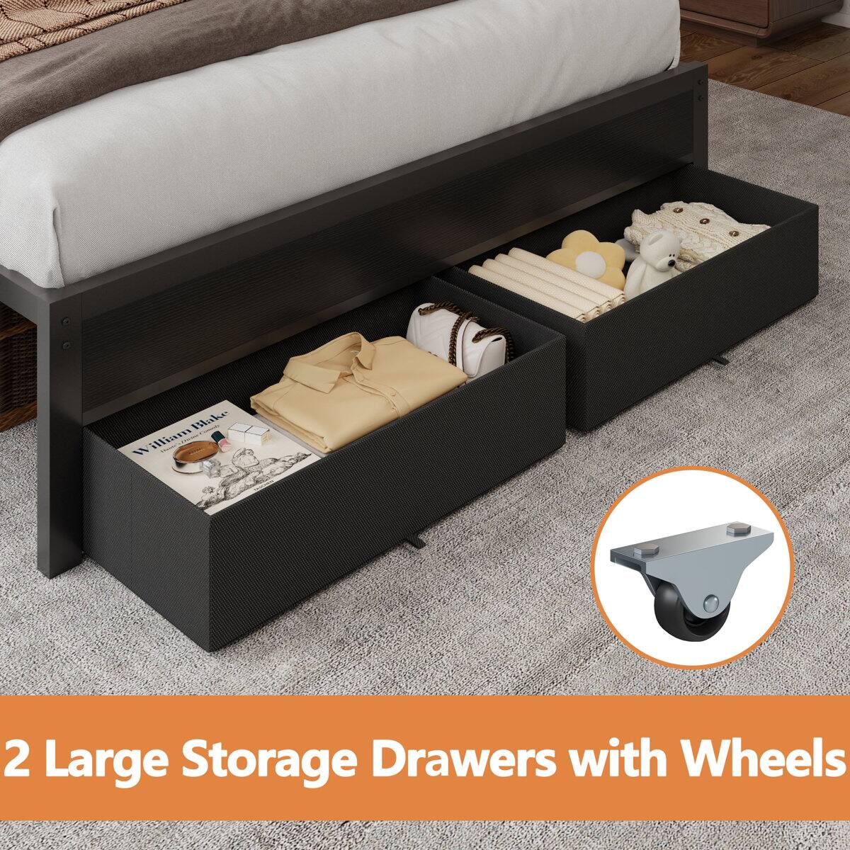 2 Large Storage Drawers with Wheels