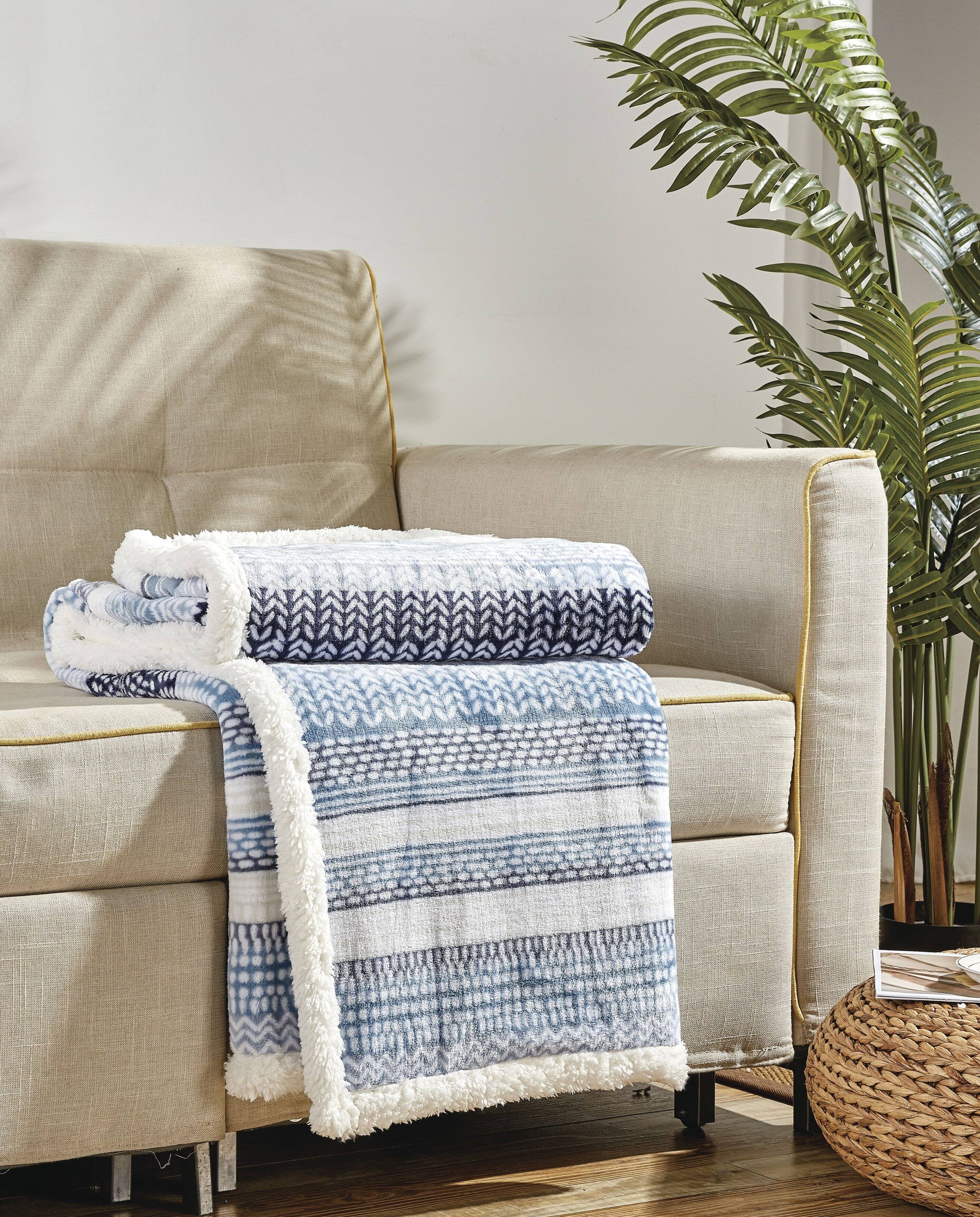 Back. Noble House - Noble Home Soft & Cozy Faux Shearling Printed Throw Blanket 50' x 60' - Anissa - Anissa.