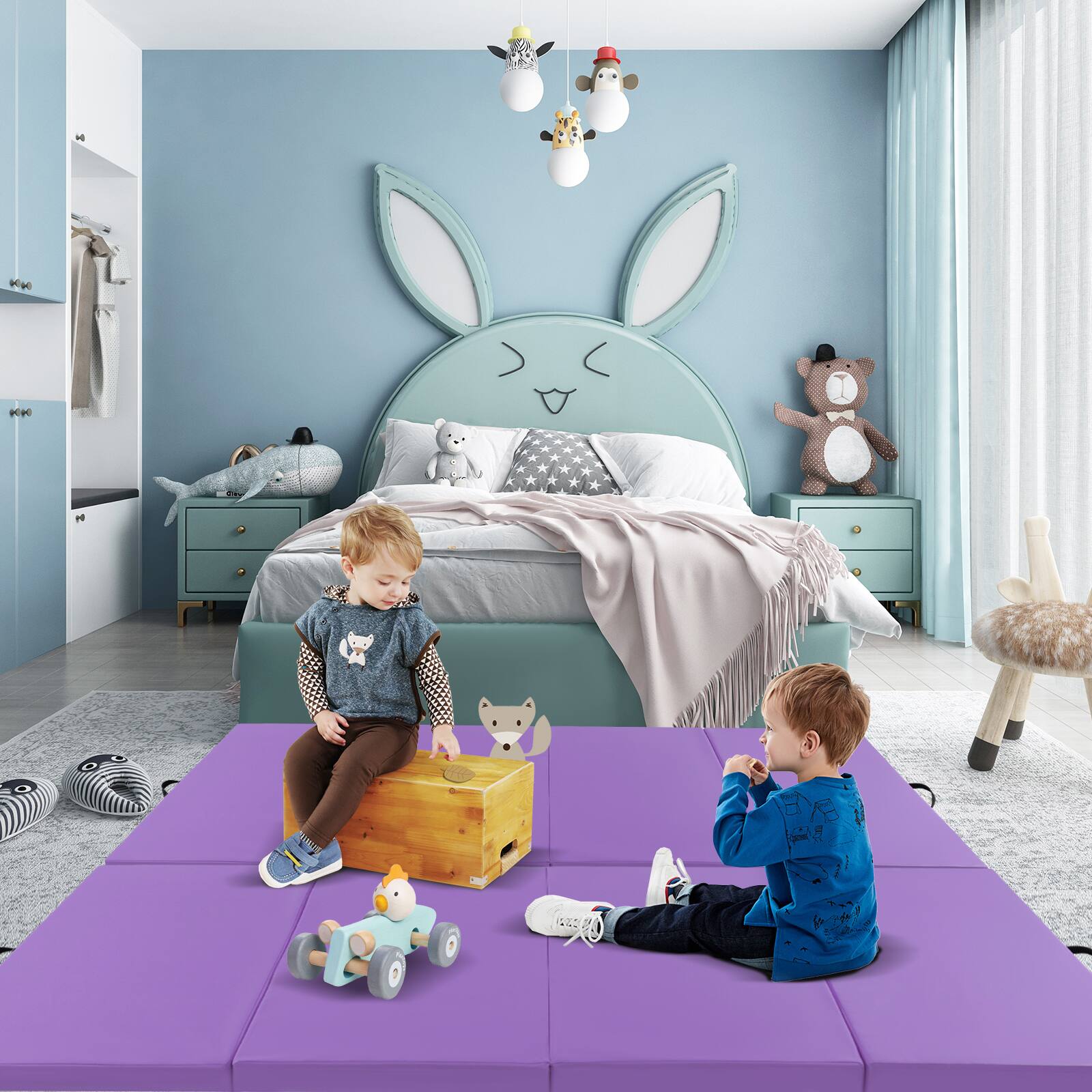 Alt View 4. Costway - Costway 10' x 4' x 2" 4-Panel Folding Exercise Mat w/Carrying Handles for Gym Yoga - Purple.