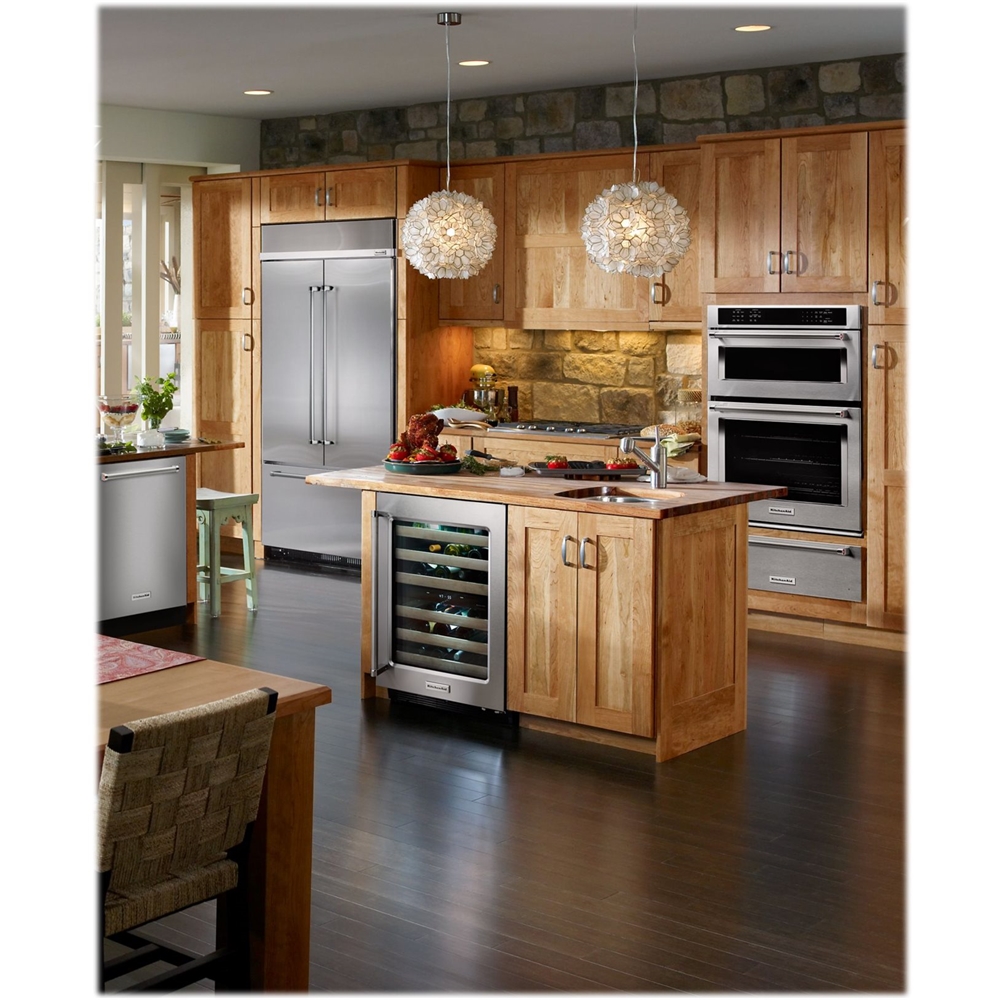 Left View: KitchenAid - 24.2 Cu. Ft. French Door Built-In Refrigerator - Stainless steel
