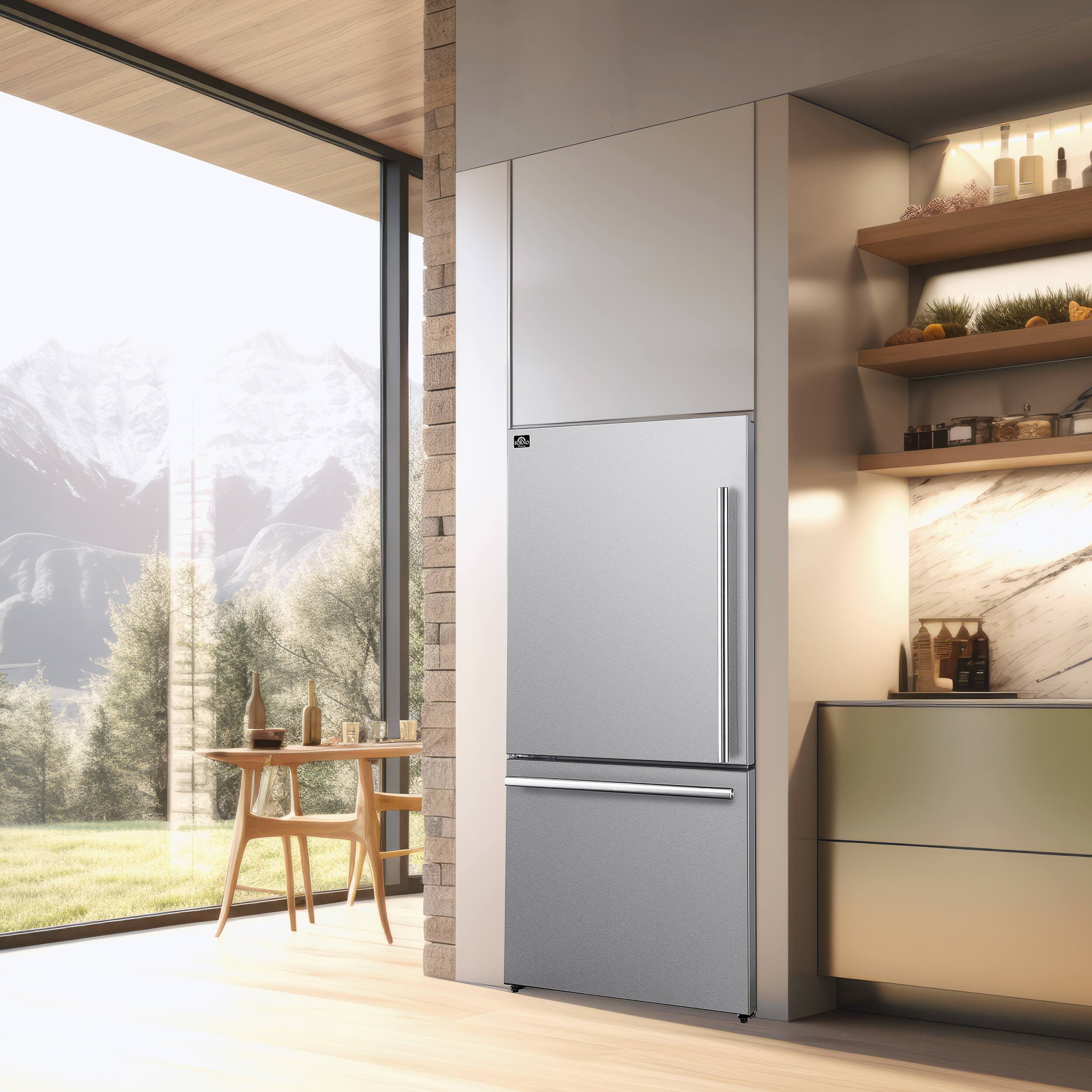 Alt View 8. Forno Appliances - Milano Espresso 17.2 Cu. Ft. Freestanding Bottom Freezer Refrigerator with Right Swing Door - Stainless Steel.