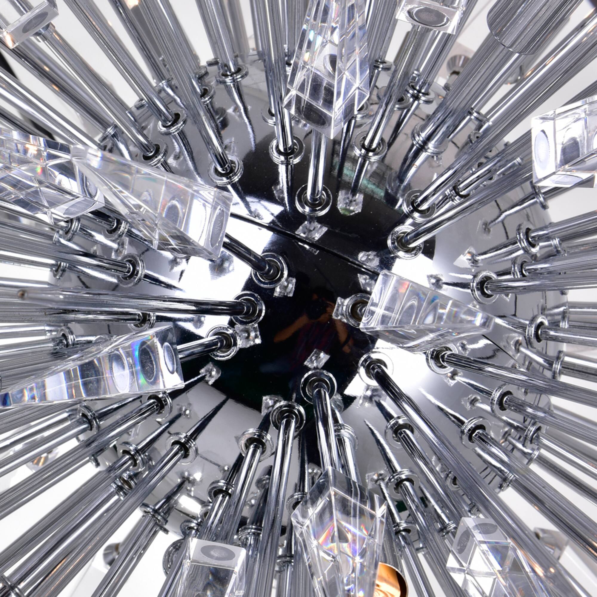 Back. CWI Lighting - Starburst 20 Light Chandelier With Chrome & Black Finish - Chrome & Black.