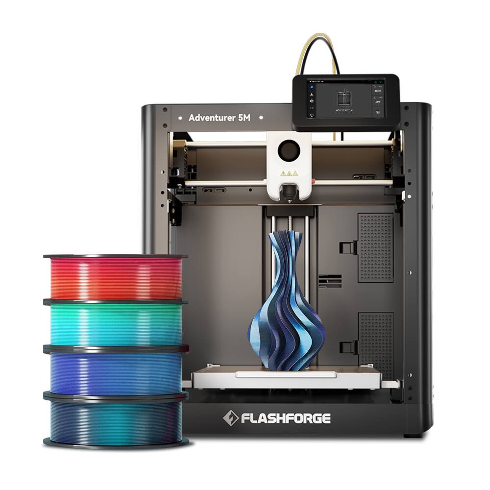 Flashforge - Adventurer 5M 3D Printer Bundle – Includes 4×PLA 1kg Multicolor Filaments Random Color - Black