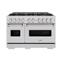 ZLINE - 48" Classic Double Oven Gas Range in Stainless Steel with 8 Brass Burners (CGR-BR-48) - Stainless Steel - Front_Zoom