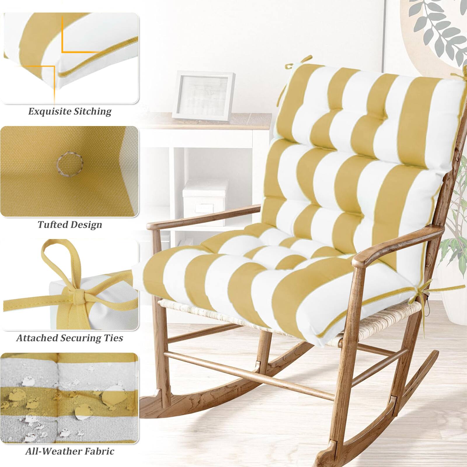 Exquisite Stitching  
Tufted Design  
Attached Securing Ties  
All-Weather Fabric