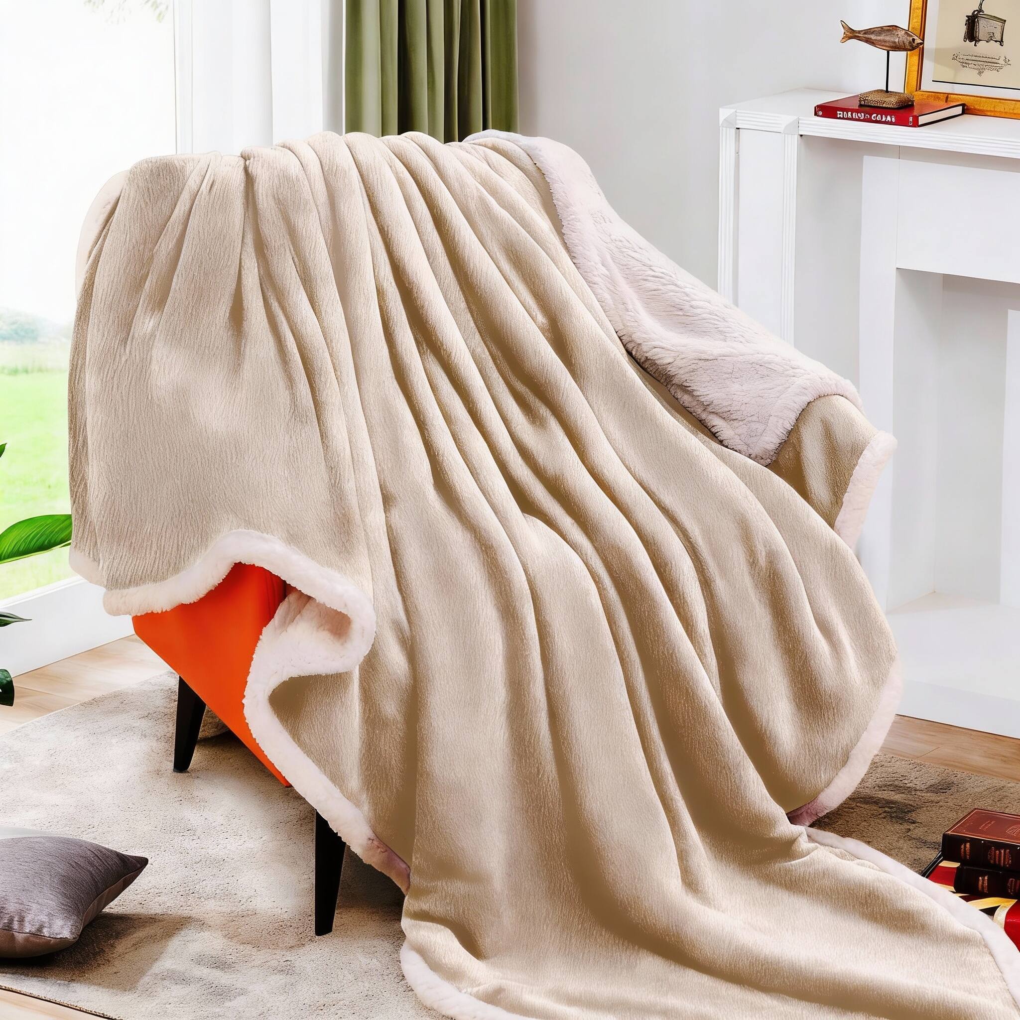 Alt View 1. Frangdom - Sherpa Fleece Throw Soft Flannel Plush Blanket Couch Bed - Navyblue Twin-60"x80".