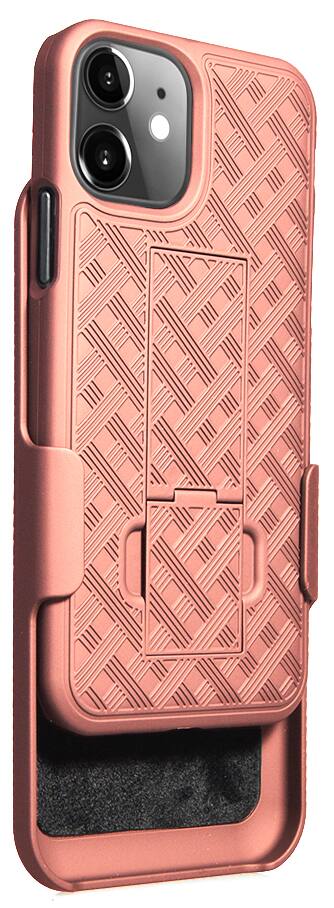 Alt View 3. Nakedcellphone - Case with Stand and Screen Protector and Belt Clip Holster for iPhone 11 - Rose Gold.