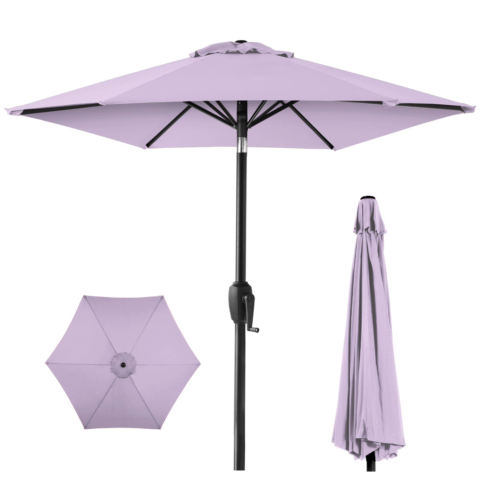 Best Choice Products - 7.5ft Heavy-Duty Outdoor Market Patio Umbrella w/ Push Button Tilt, Easy Crank - Lavender