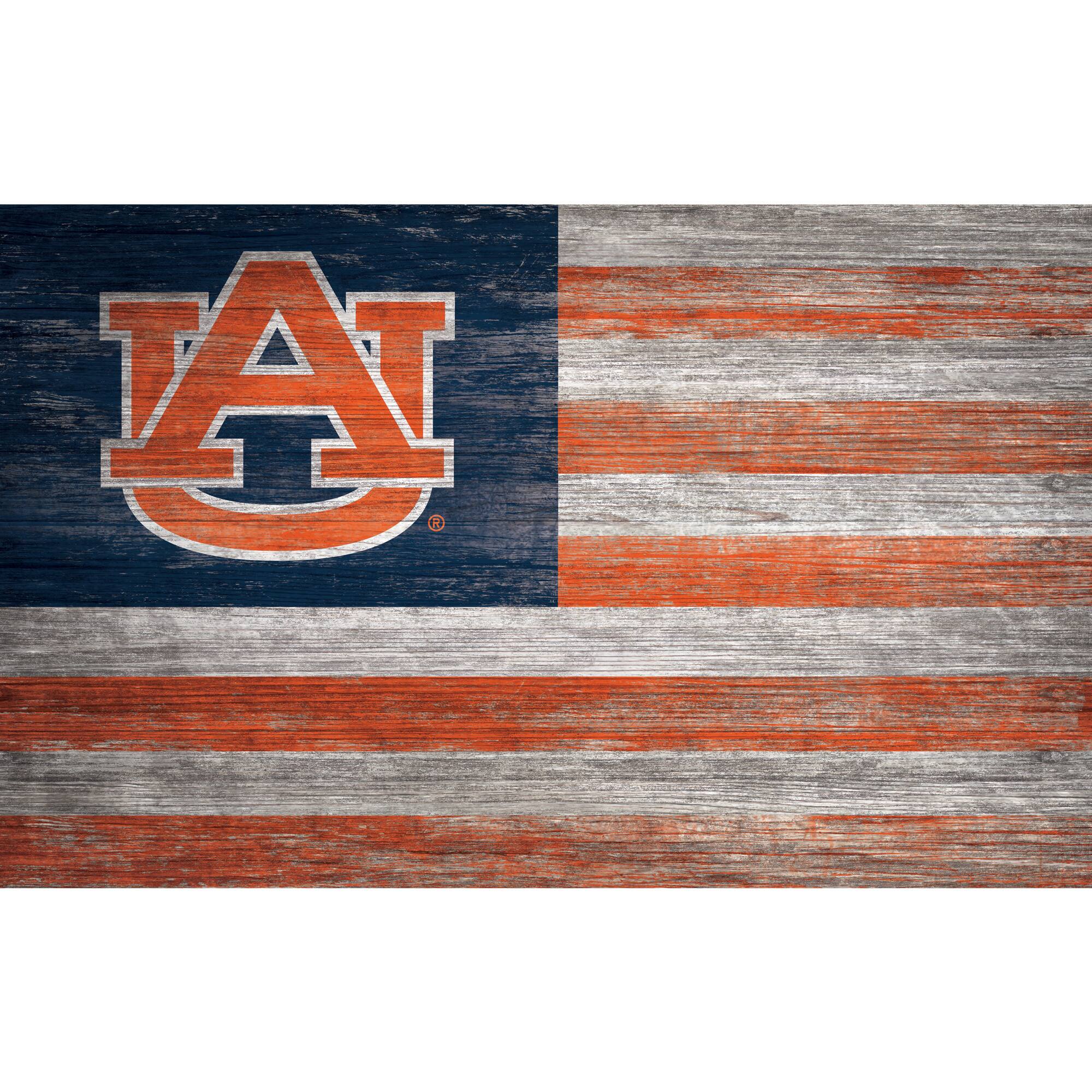 Auburn Tigers 11'' x 19'' Distressed Flag Sign