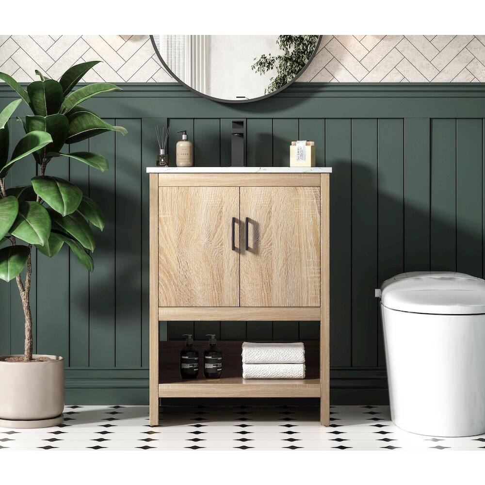 Alt View 9. Elegant Kitchen and Bath - Ira 24 Inch Single Bathroom Vanity In Mango Wood - Mango Wood.