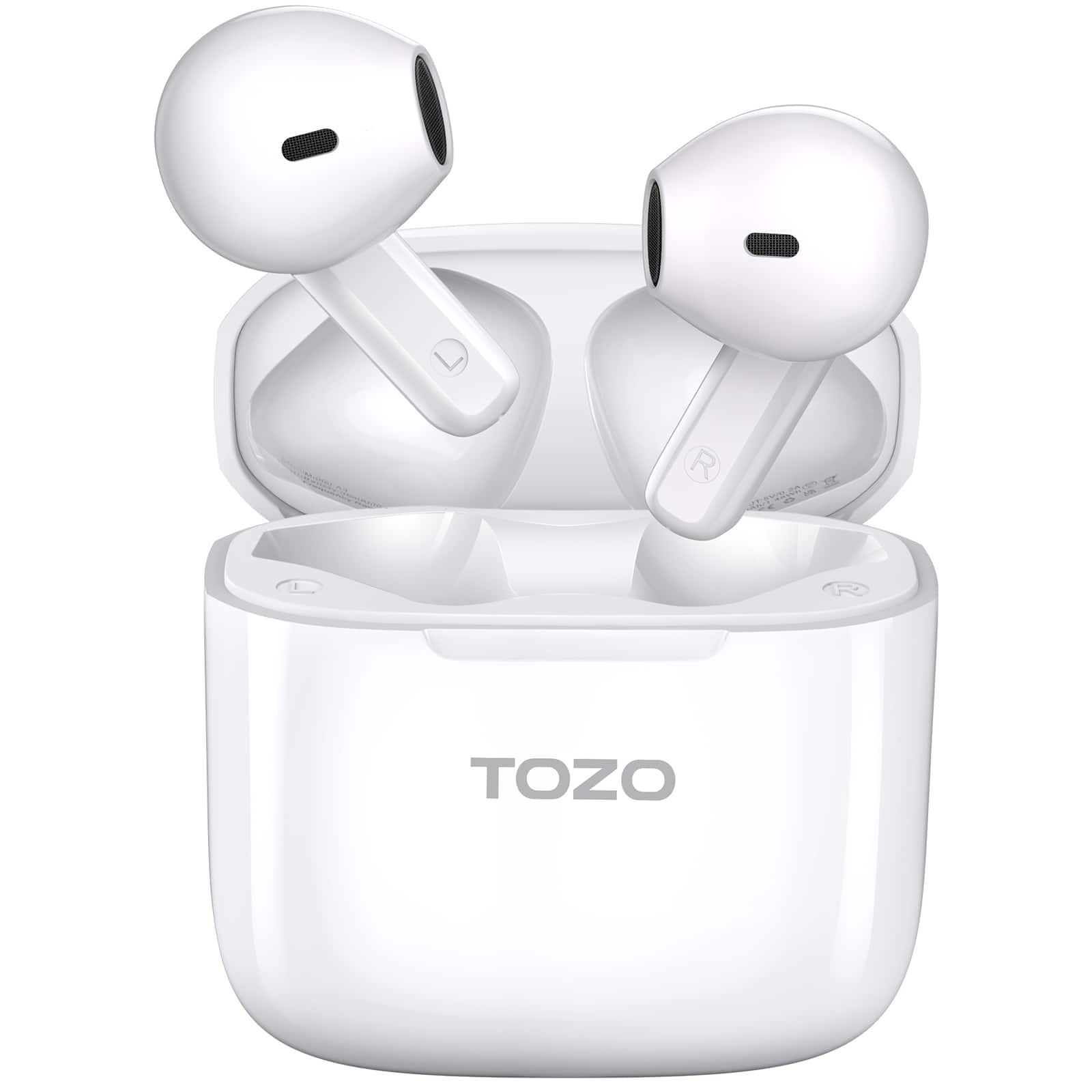 TOZO - Upgraded Mini Wireless Earbuds, Bluetooth 5.3, Origx Acoustic, 2 Noise Reduction Mics, 22H, IPX4 - White