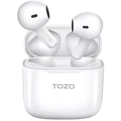 Front. TOZO - TOZO Upgraded Mini Wireless Earbuds, Bluetooth 5.3, Origx Acoustic, 2 Noise Reduction Mics, 22H, IPX4, White - White.