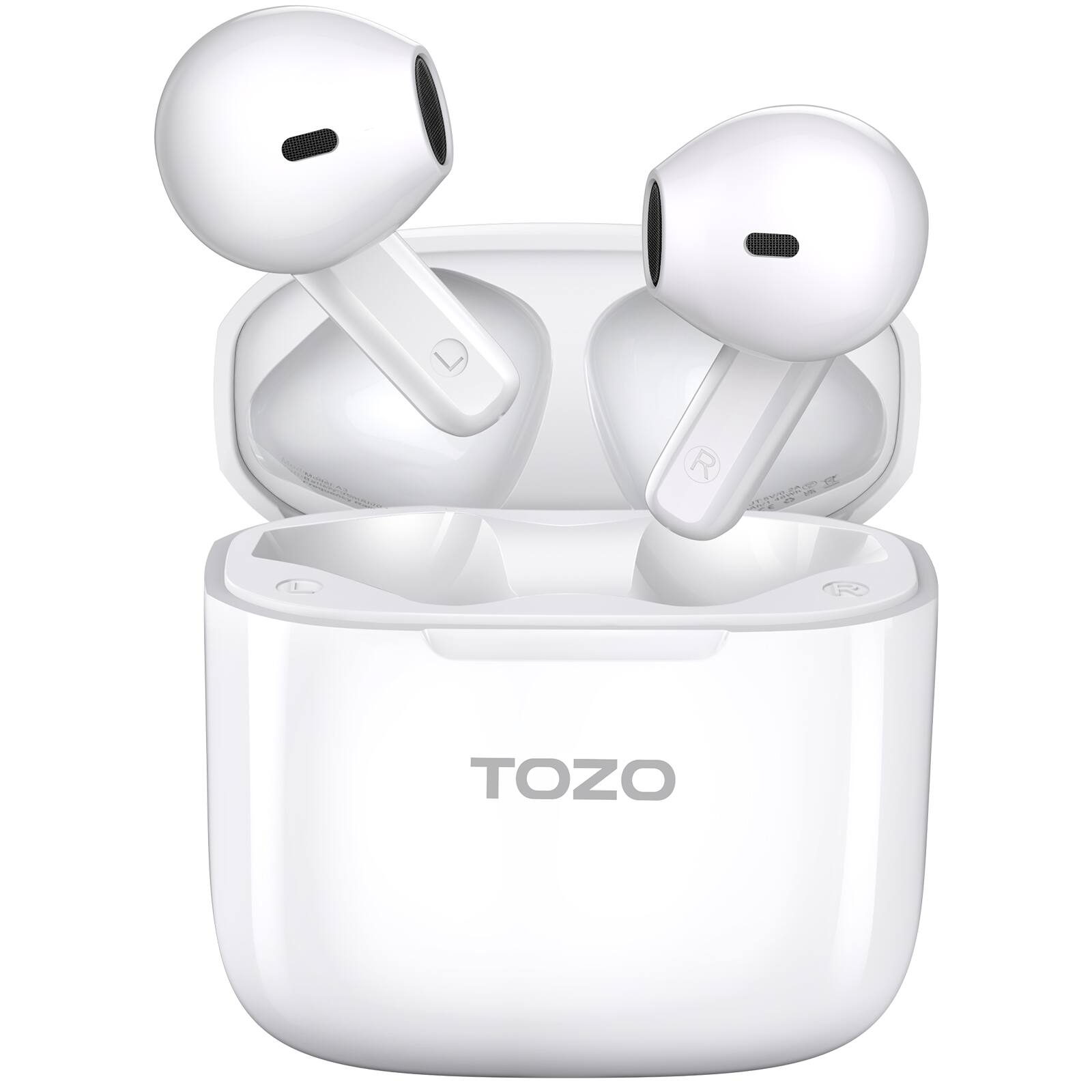 TOZO - Upgraded Mini Wireless Earbuds, Bluetooth 5.3, Origx Acoustic, 2 Noise Reduction Mics, 22H, IPX4 - White