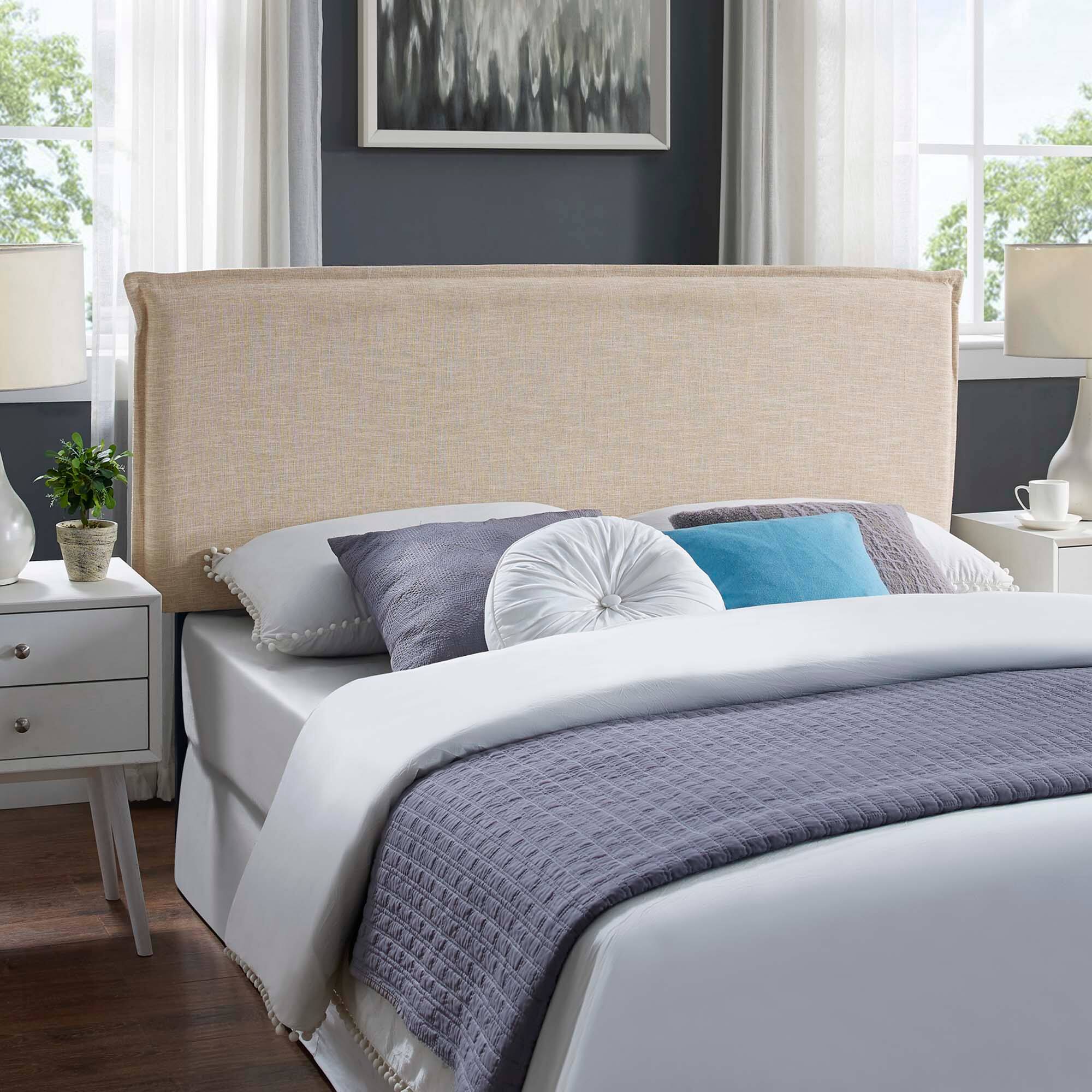Back. Modway - Camille Upholstered Fabric Queen Headboard by Modway - Brown.