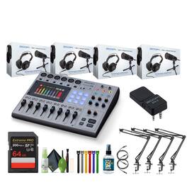 PodTrak P8 Podcast Recorder, BTA-2 Adapter, Pack of 4 Zoom ZDM-1 Mic Pack