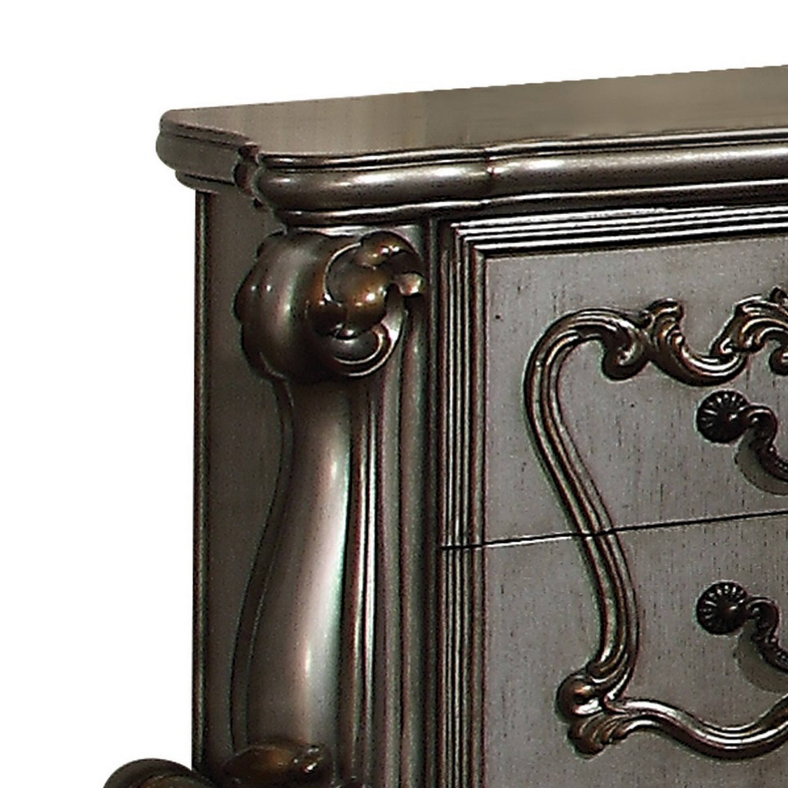 Alt View 1. Manhattan Lane - Two Drawer Nightstand With Oversized Scrolled Legs - Gray.