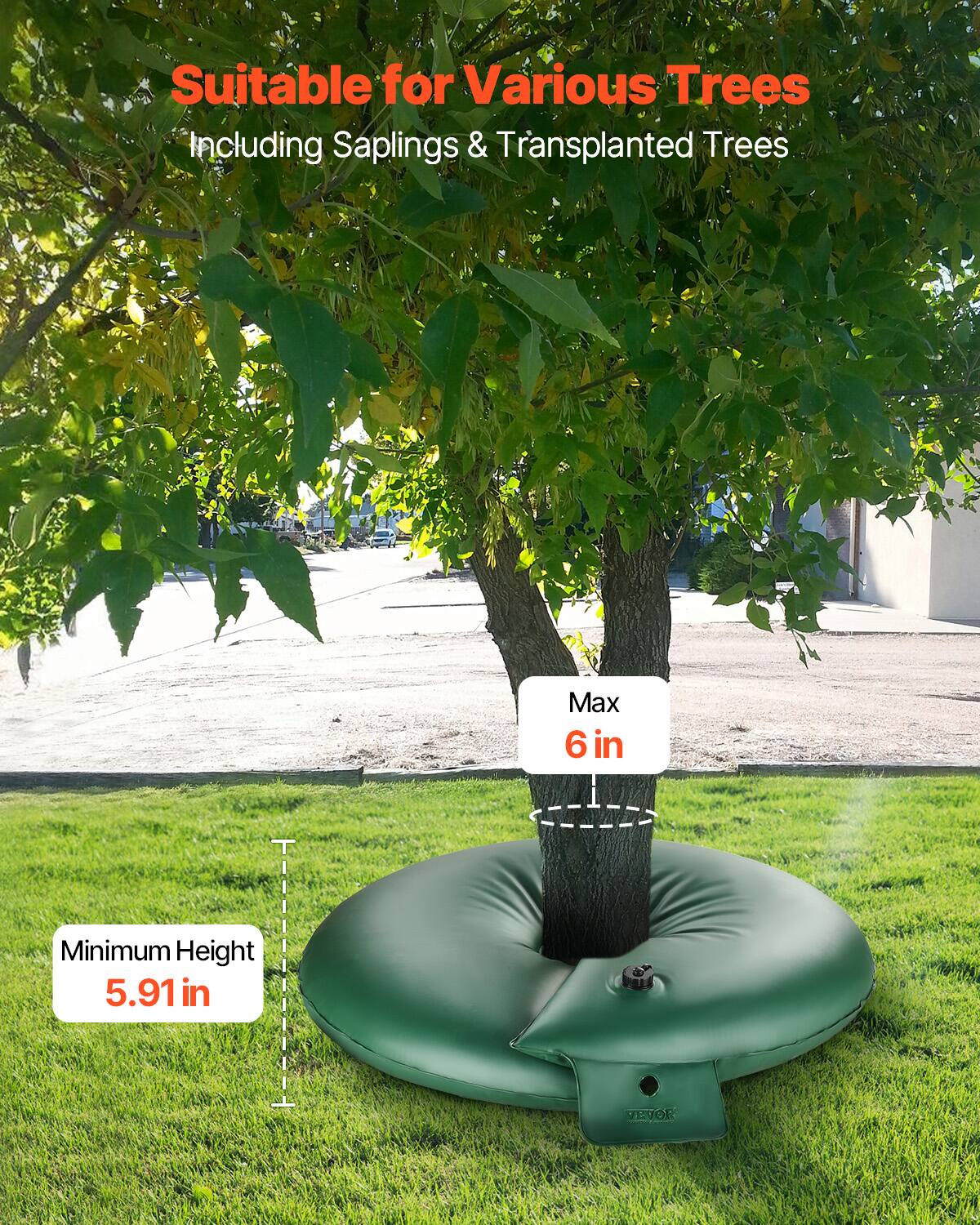 Suitable for Various Trees  
Including Saplings & Transplanted Trees  

Max 6 in  
Minimum Height 5.91 in