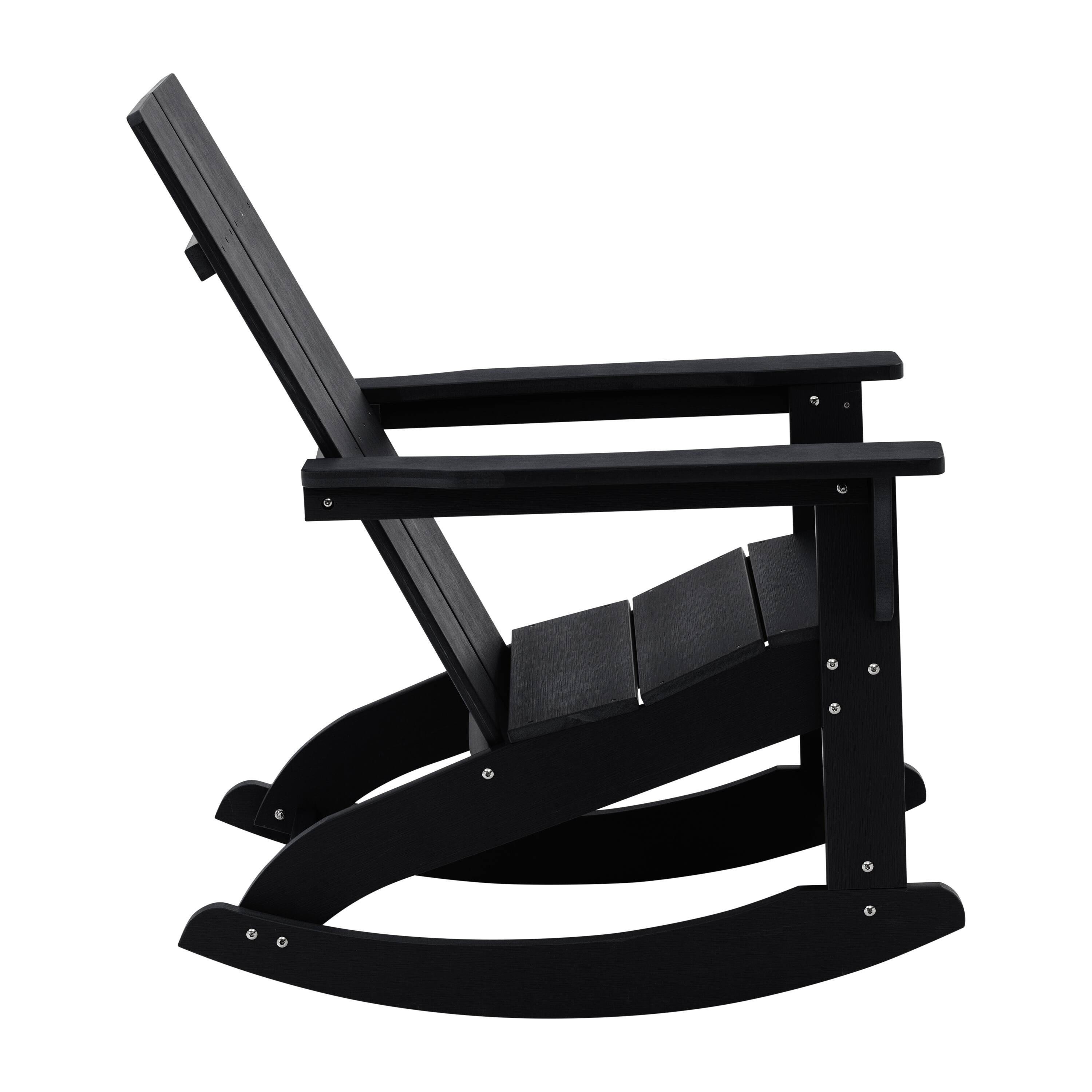 Alt View 8. Emma + Oliver - Modern All-Weather Poly Resin Adirondack Rocking Chair for Indoor/Outdoor Use - Black.