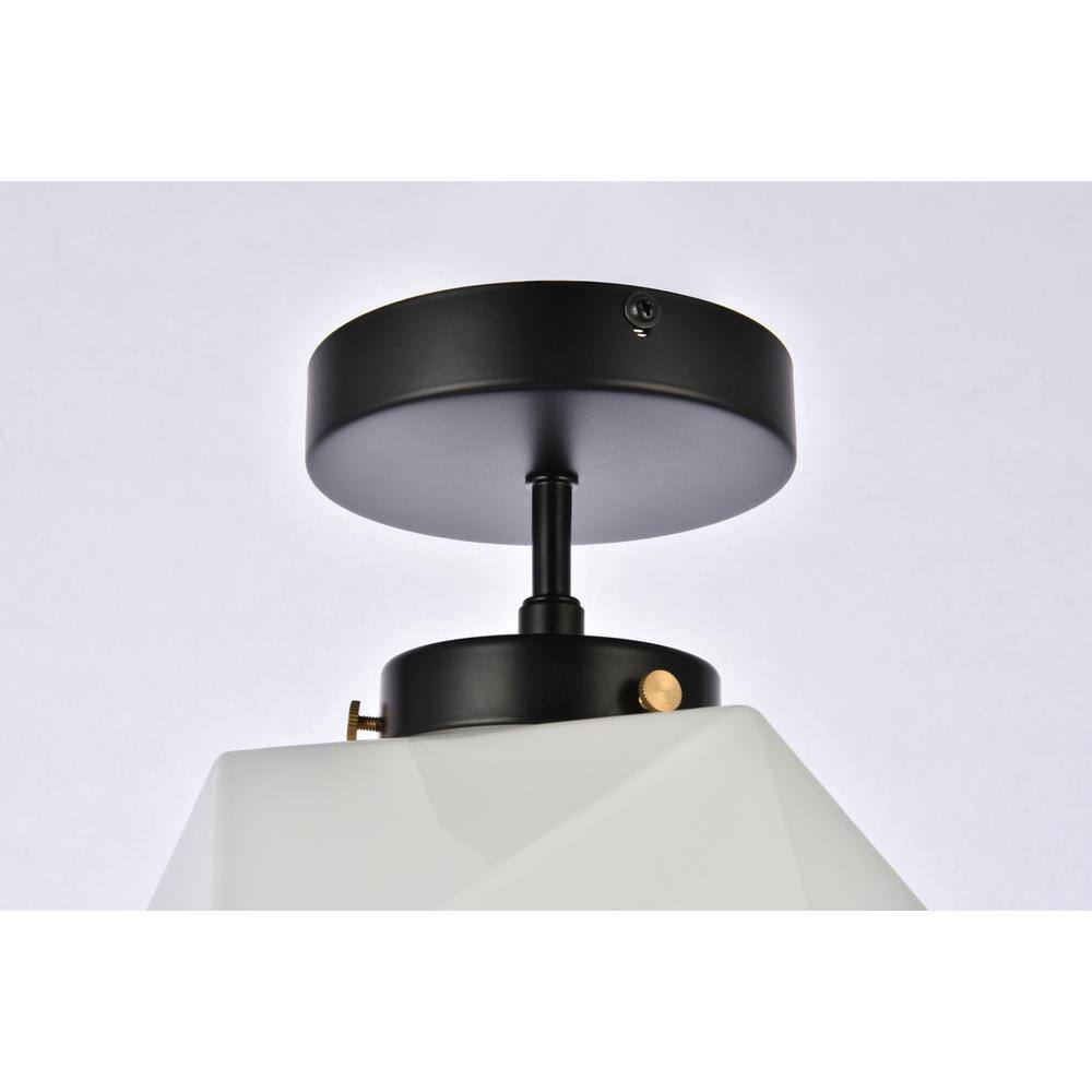 Alt View 4. Living District - Lawrence 1 light black and white glass flush mount - Black And White.