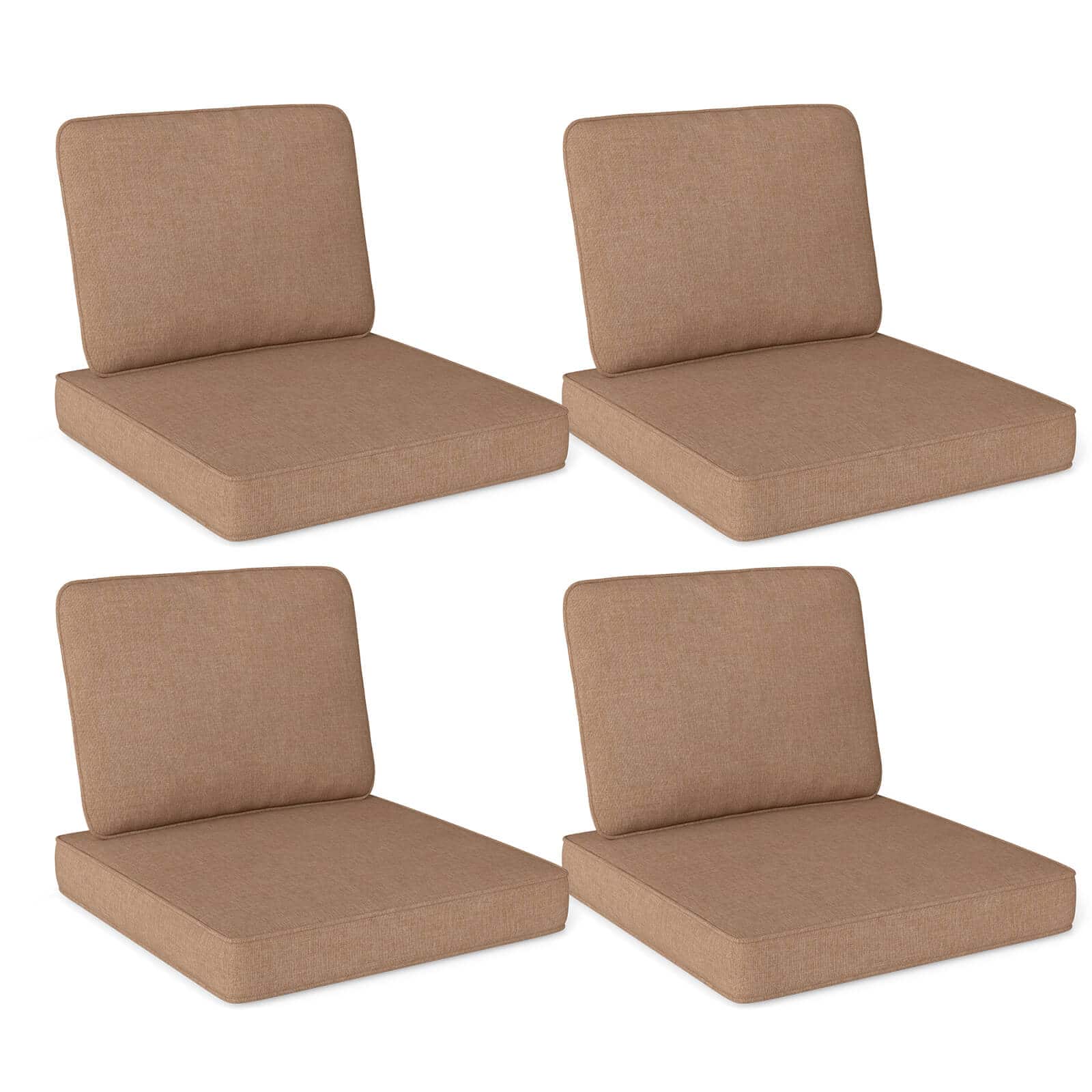 Costway - 8-Pack 24" x 24" Deep Seat Cushion & Back Pillow with Removable Covers Outdoor - Beige