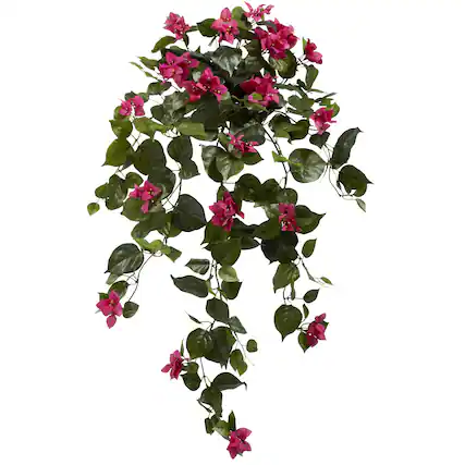 Front. BreeBe - 37" Bougainvillea Hanging Artificial Plant (Set of 2) - Beauty.