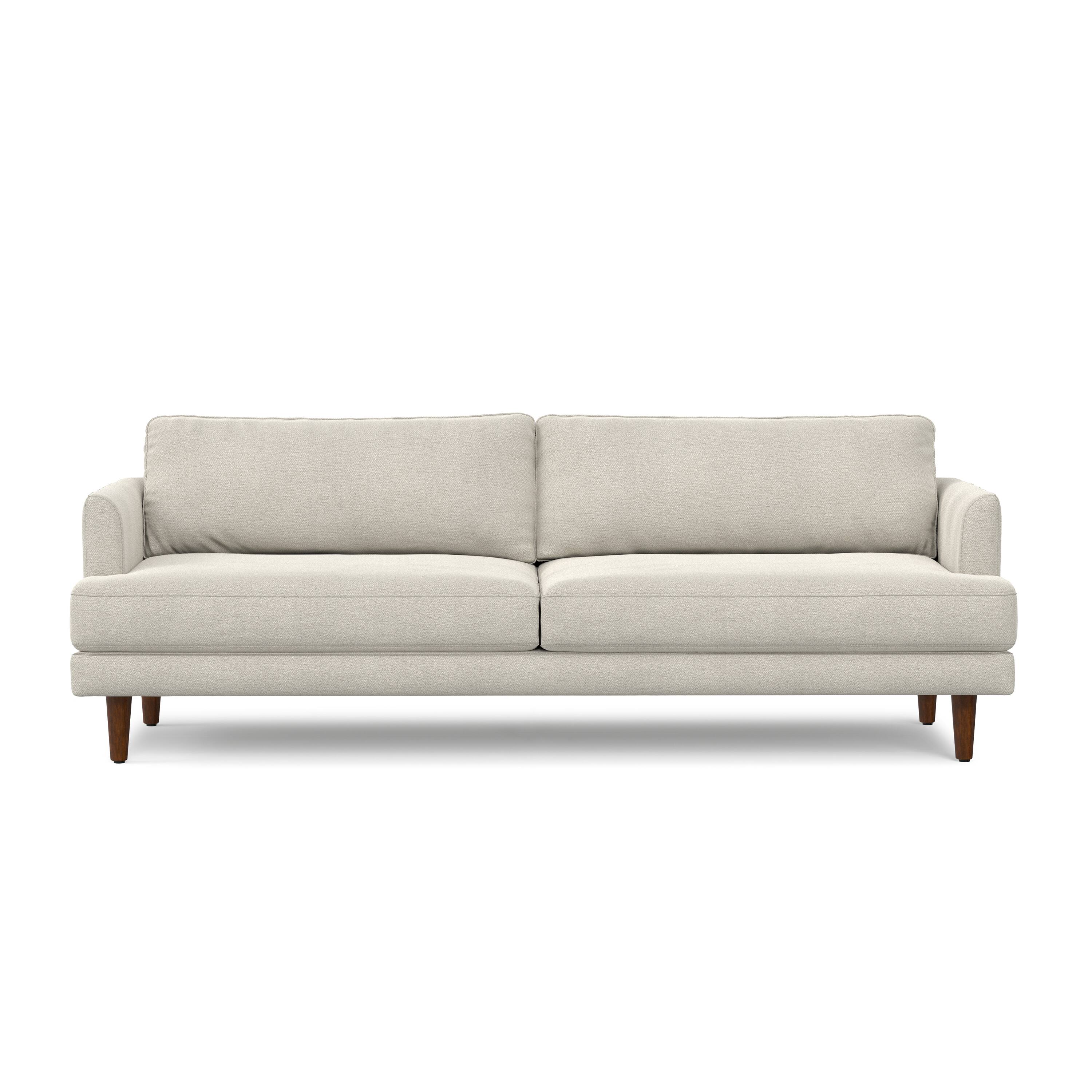 Front. Simpli Home - Livingston 90 inch Wide Mid-Century Modern Sofa in Cream White Woven-Blend Fabric - Cream White.