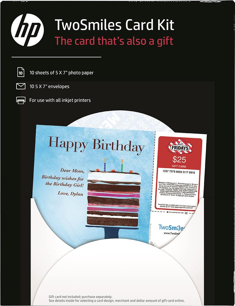 Front. HP - TwoSmiles Glossy Photo Paper Card Kit - White.