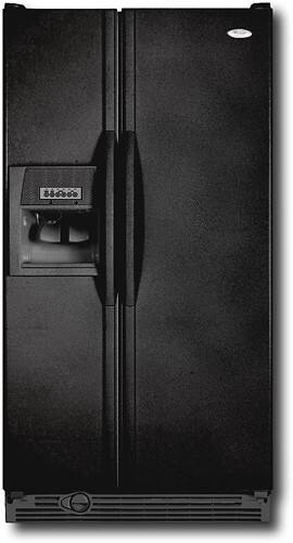 Front Standard. Whirlpool - 21.8 Cu. Ft. Side-by-Side Refrigerator with Thru-the-Door Ice and Water - Black-on-Black.