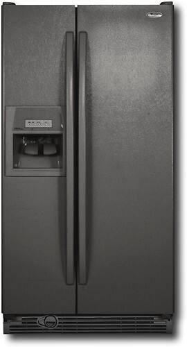 Front Standard. Whirlpool - 25.3 Cu. Ft. Side-by-Side Refrigerator with Thru-the-Door Ice and Water - Black-on-Black.