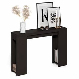 Furinno - ARA Entryway Table 47-Inch, Narrow Console Table, Farmhouse Entryway Table, Sofa Table, Couch Table Behind Sofa - Black Dark Oak