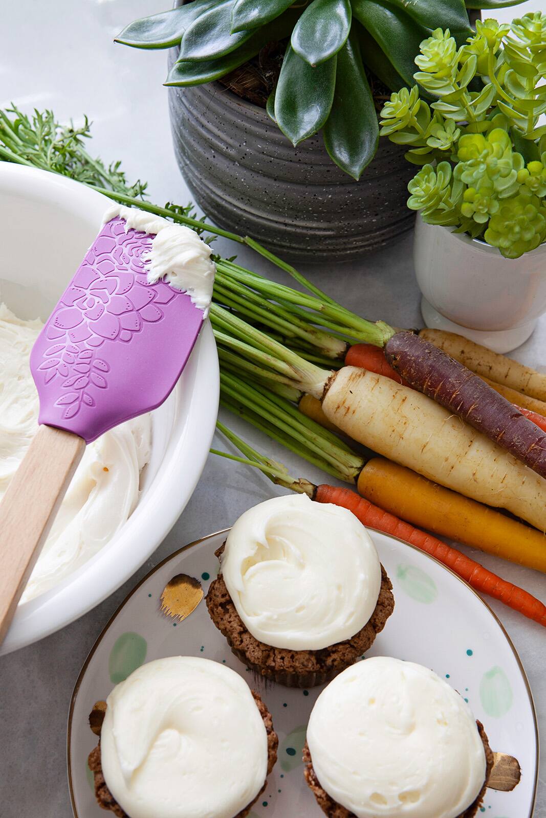 Alt View 2. Talisman Designs - Laser Etched Beechwood Large Silicone Spatula, Succulent Collection, Set of 1, Purple - Purple.