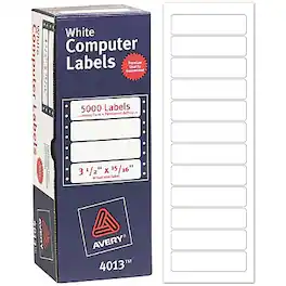 Avery - Computer Labels, Dot Matrix Labels and Pin-Feed Labels, 15/16" x 3-1/2", 5,000 Labels/Pack - White