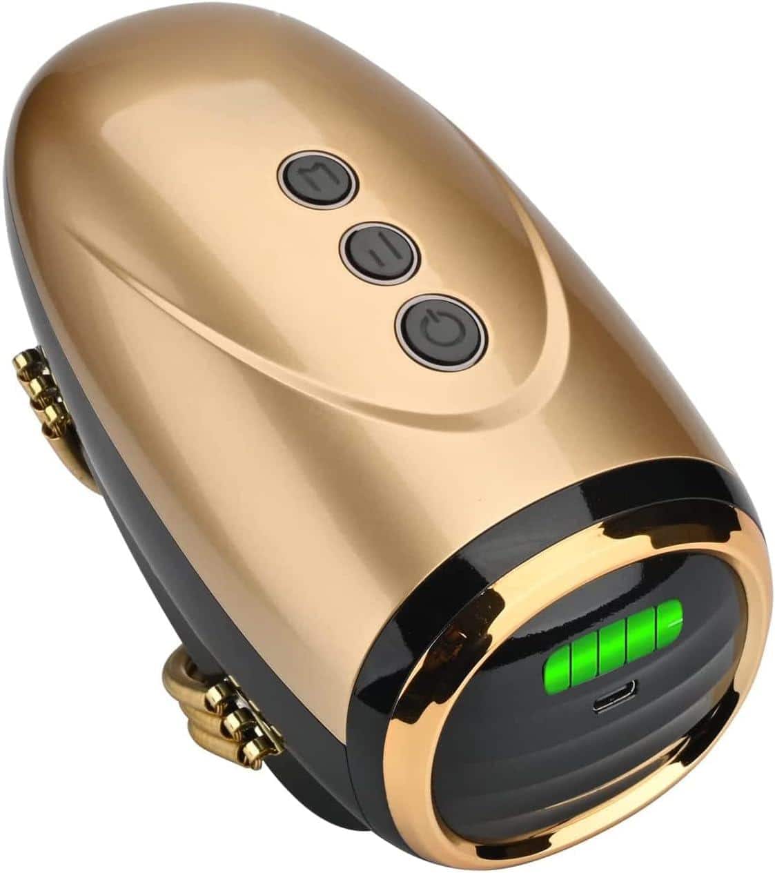 Live At Space - Cordless 2600mAh Dual-Node Heat Massager, 2 Speeds, 15min Auto, Face/Neck/Legs, Gold - 642146677878