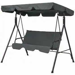 Outsunny - Outdoor Patio Swing Chair w/ Cushion, Steel Frame Stand, Adjustable Tilt Canopy for Patio - Gray