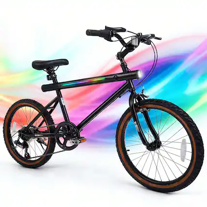 Front. Costway - Costway 20 Inch LED-lit Cycling Bike with 2 Speakers, Ambient Lights, Wireless Connection - Black.