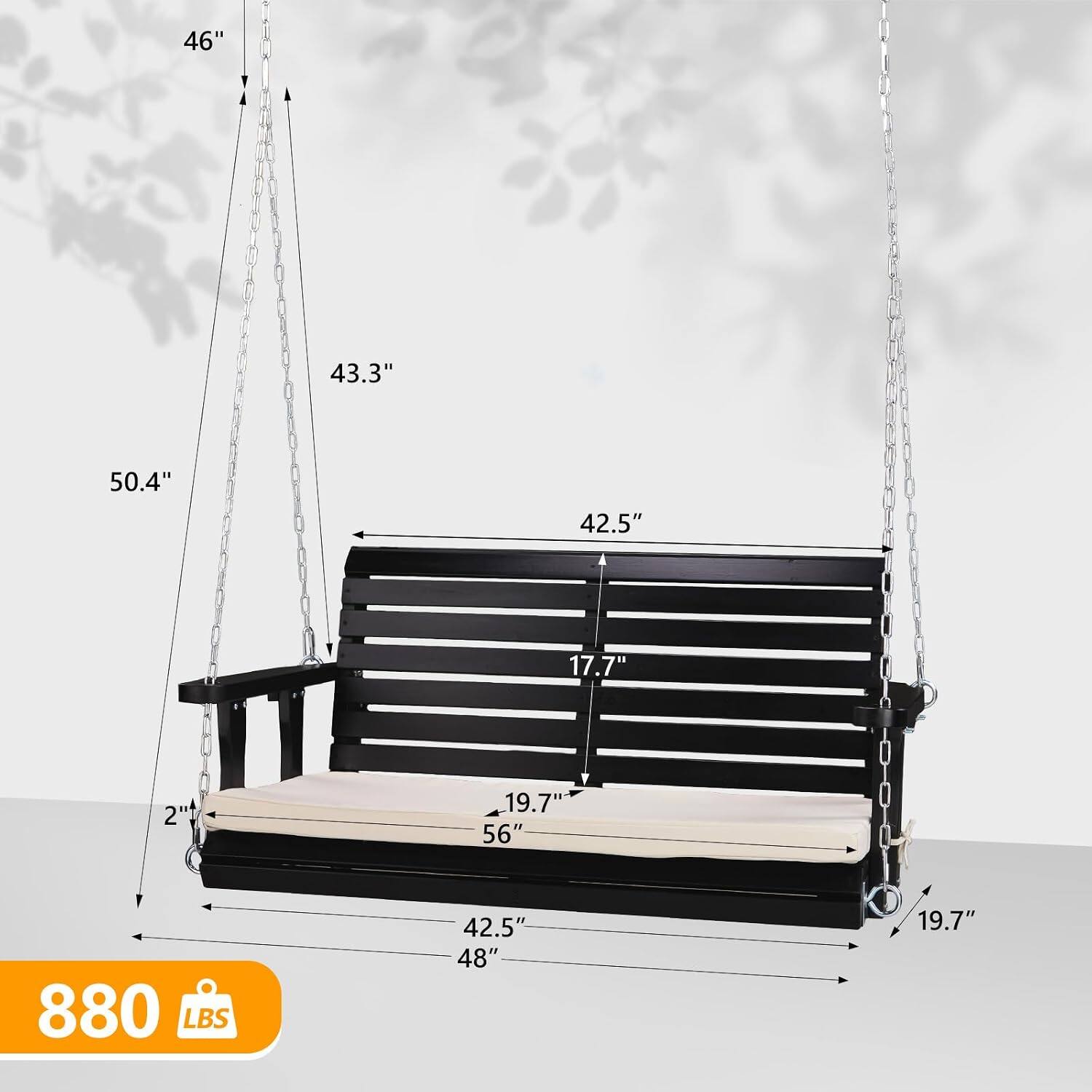 46" 43.3" 50.4" 42.5" 17.7" 2" 19.7" 56" 880 LBS 42.5" 48" 19.7"