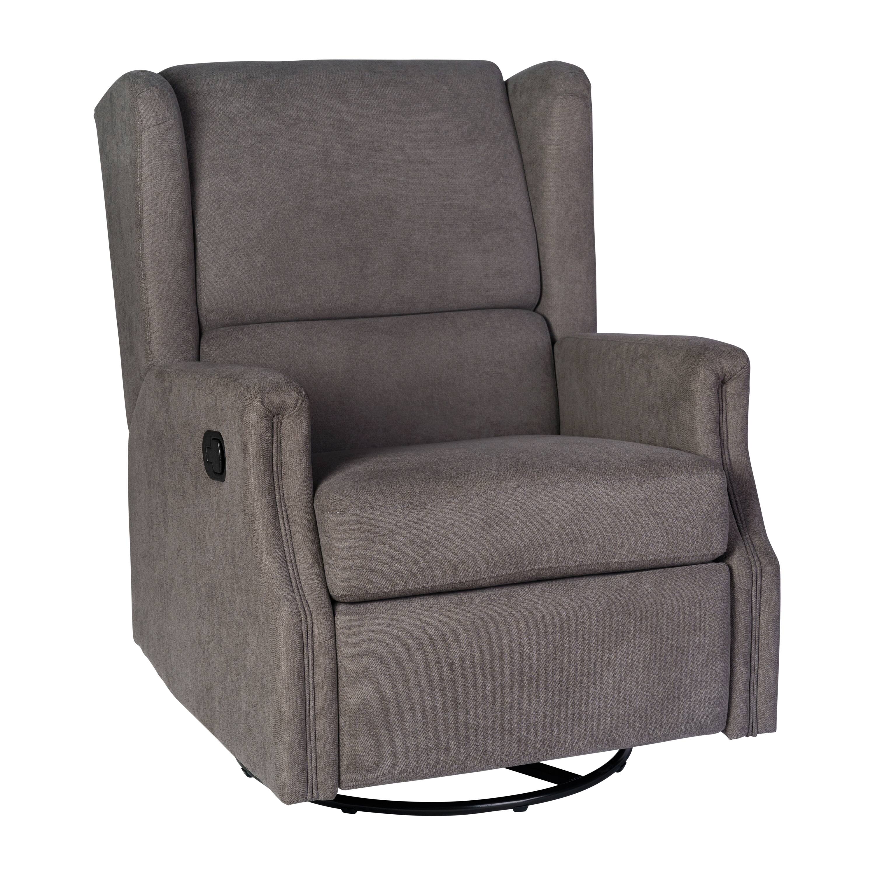 Emma + Oliver - Wingback Manual Rocking Glider Recliner Chair with 360° Swivel - Dark Gray