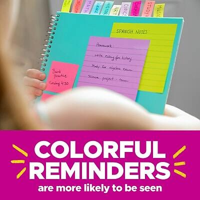 ENGLISH MATH NE HISTOR ART CIVICS CHEMIS STUDY MUSIC SPANISH NOTES

Homework:
- write essay for history
- study for algebra exam
- science project - team

Band Practice 4:30

COLORFUL REMINDERS are more likely to be seen