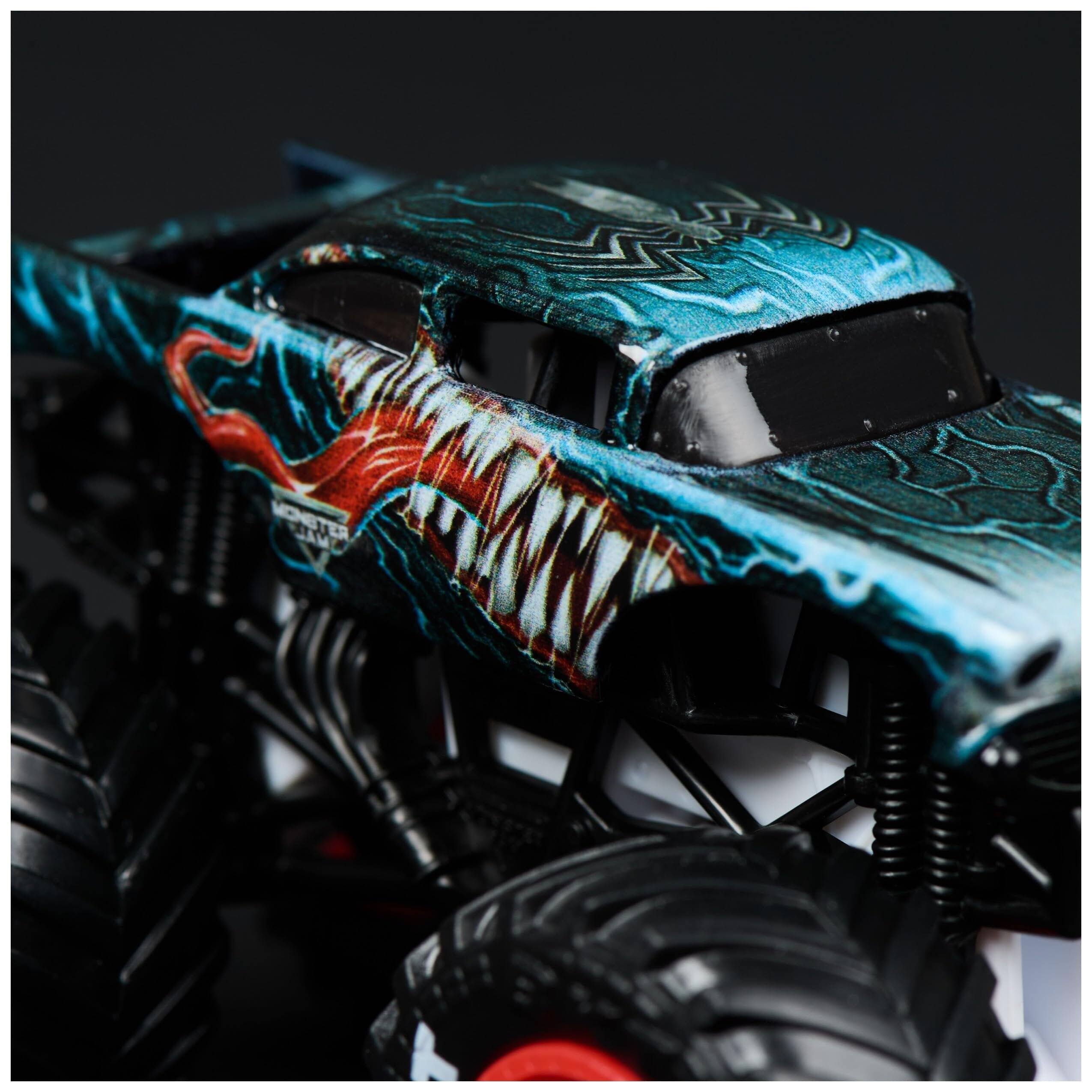 Alt View 2. Monster Jam - Monster Jam Venom vs Amazing Spider-Man 1:64 Die-Cast Monster Truck Set - Black & Red.