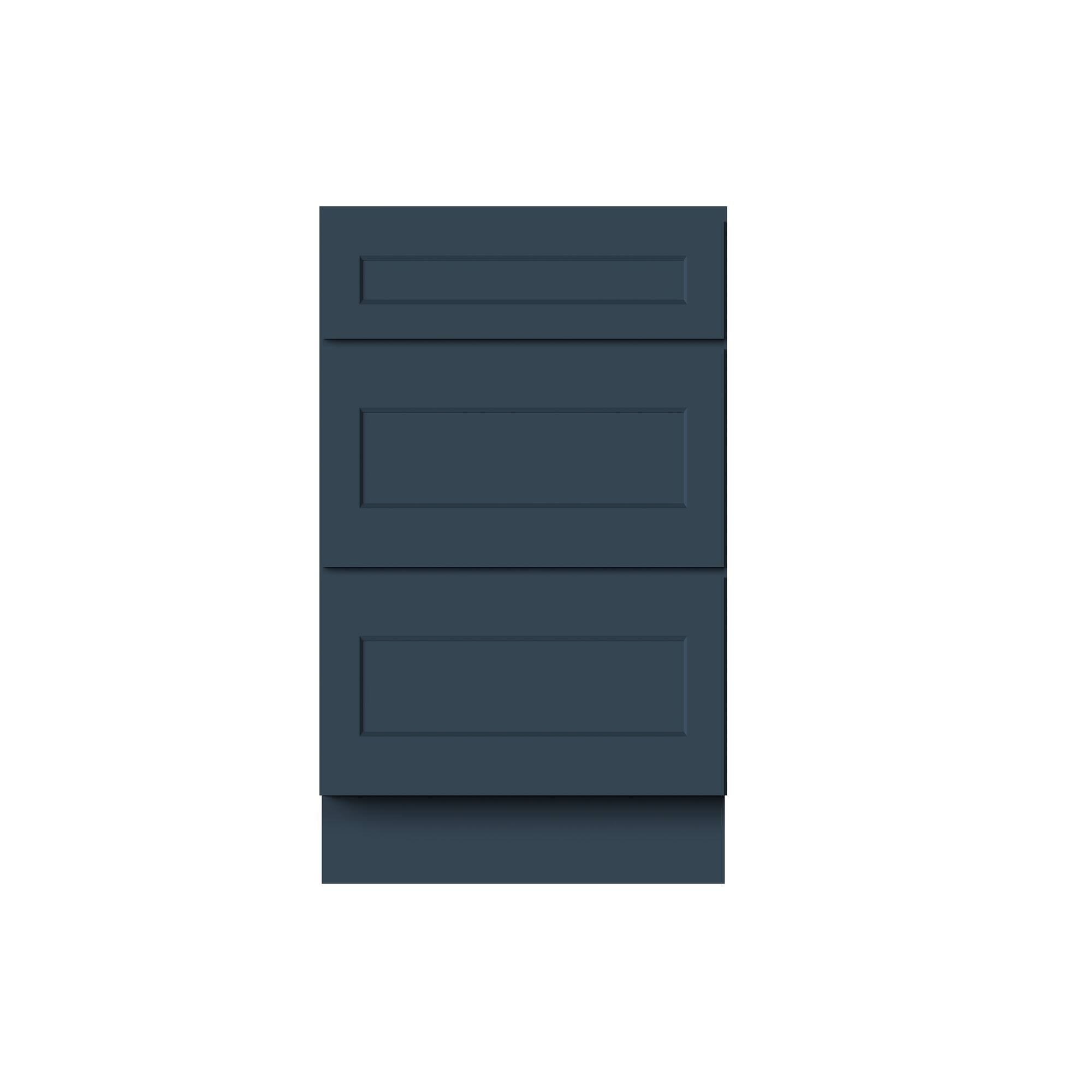 Alt View 1. Boyel Living - 33-in W x 34.5-in H x 24-in D Shaker RTA Kitchen 3-Drawer Base Cabinet with Soft-Close Drawers - Charcoal Blue.