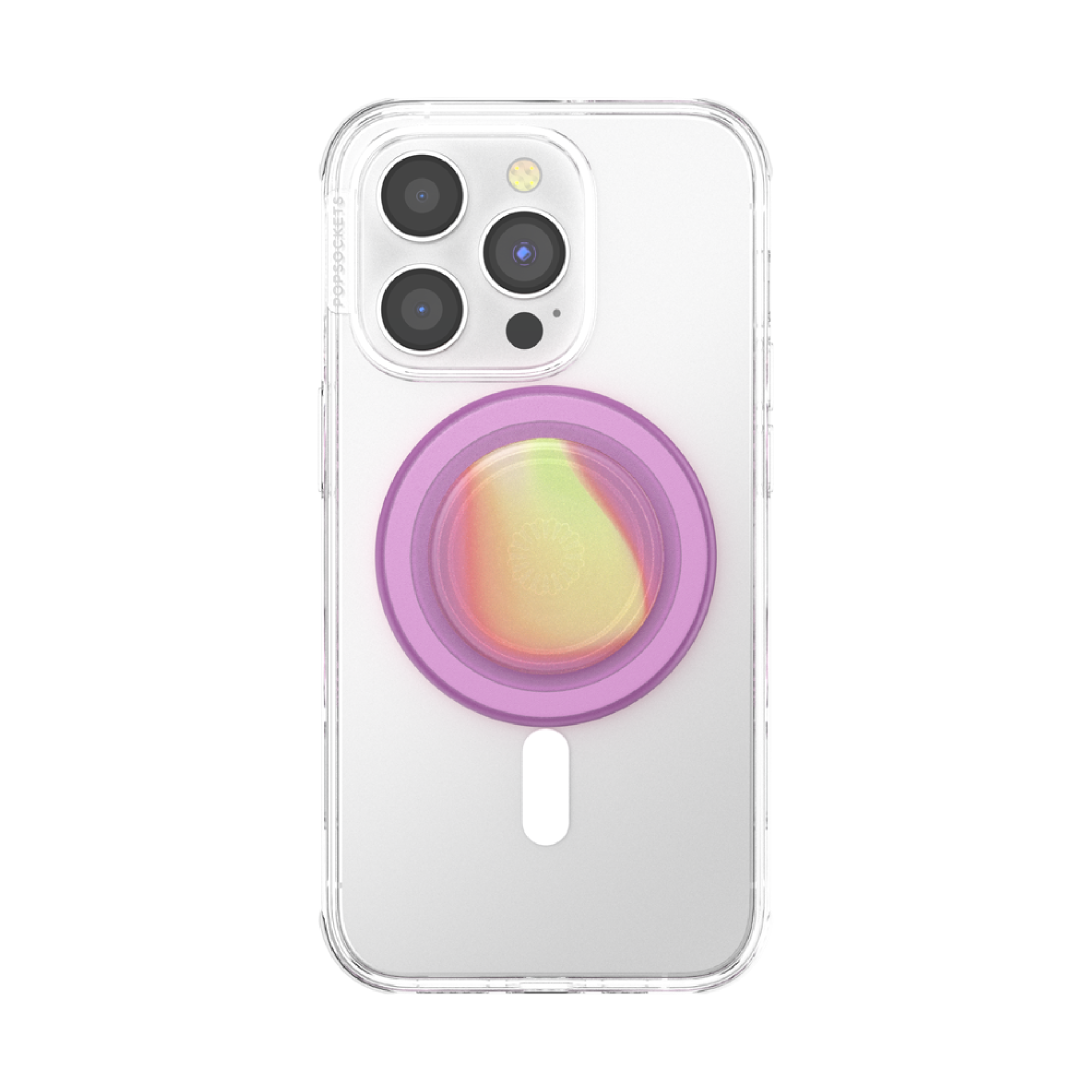 Back. PopSockets - MagSafe PopGrip Universal Magnetic Grip & Stand with Adapter Ring for Cell Phones - Aurange Translucent.