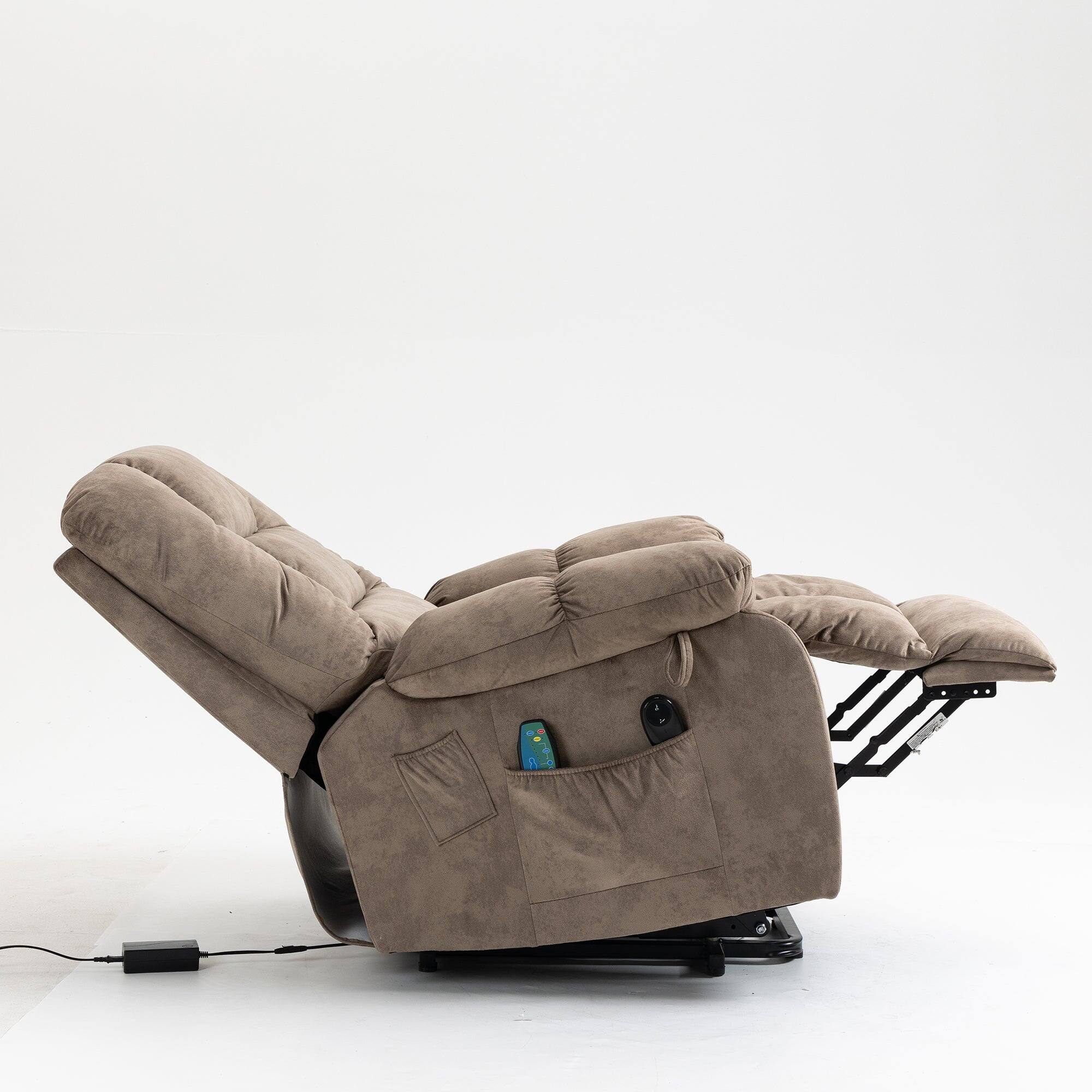 Alt View 3. Boyel Living - Power Lift Recliner For Elderly 8 Point Massage Lumbar Heating Steel Frame Living Room Furniture - Camel.