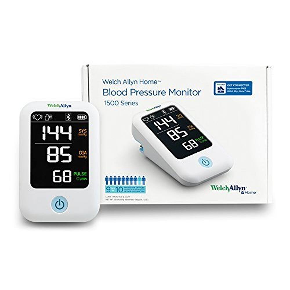 Welch Allyn Home Blood Pressure Monitor 1500 Series

- SYS: 144 mmHg
- DIA: 85 mmHg
- PULSE: 68/min

Welch Allyn Home