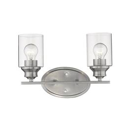Hivvago - Two Light Wall Light with Clear Glass Shade - Silver