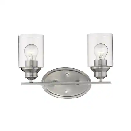 Front. Hivvago - Hivvago Two Light Silver Wall Light with Clear Glass Shade - Silver.