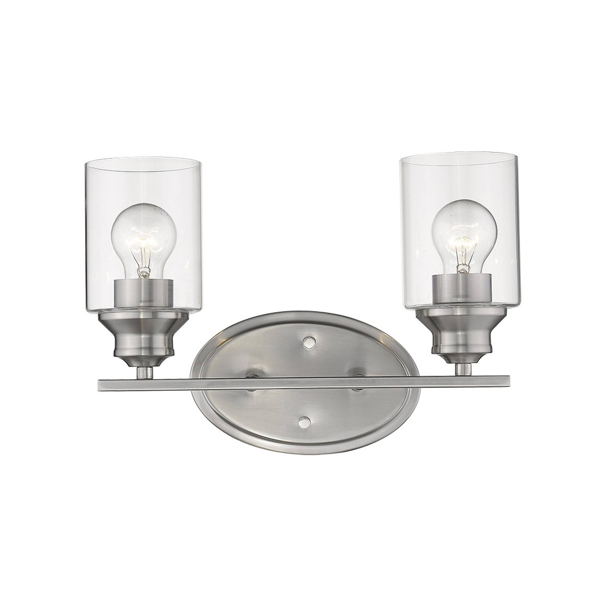 Front. Hivvago - Hivvago Two Light Silver Wall Light with Clear Glass Shade - Silver.