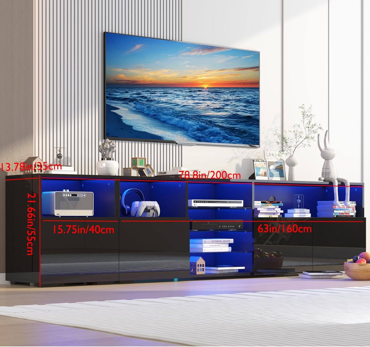 13.78in/35cm  
21.66in/55cm  
15.75in/40cm  
78.8in/200cm  
63in/160cm