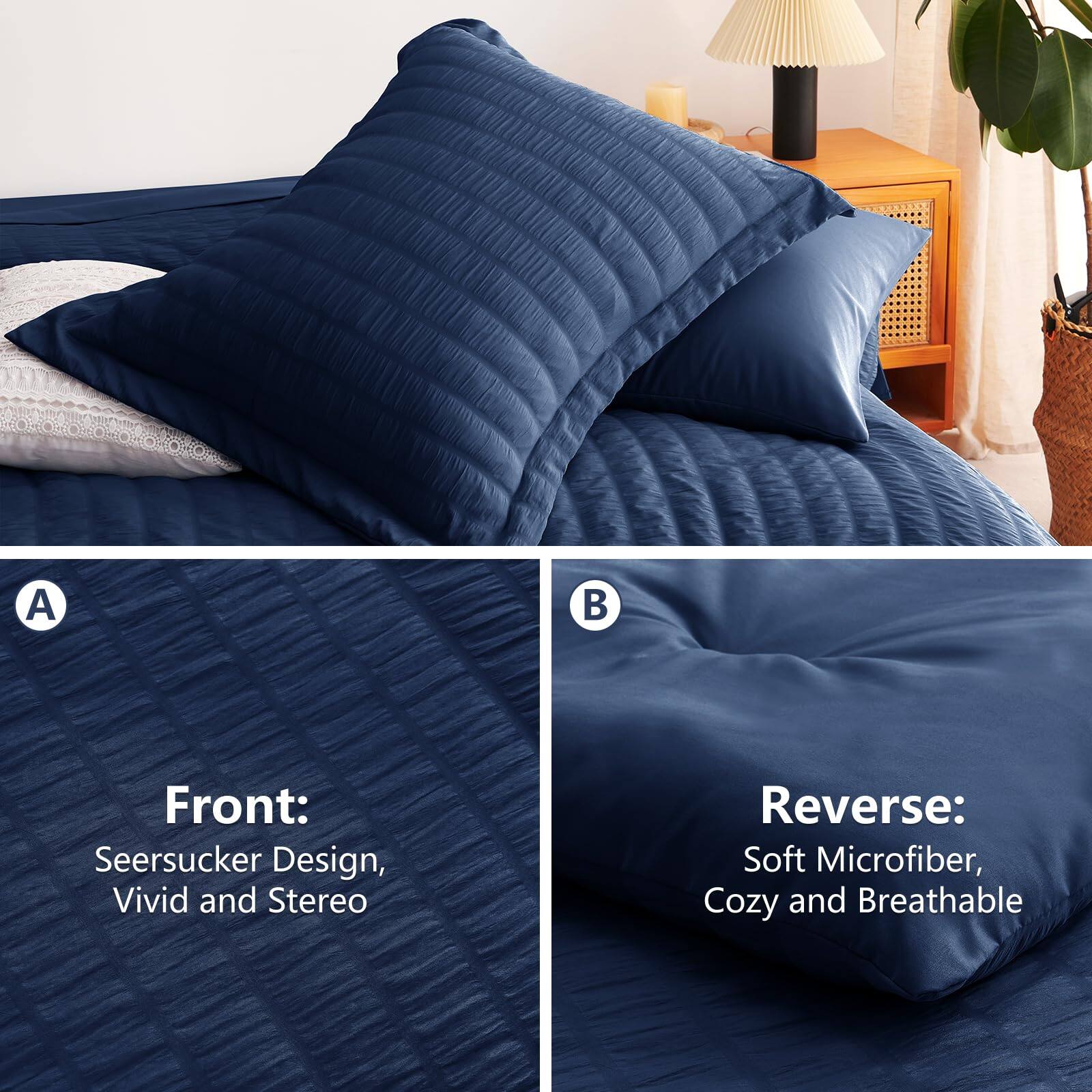 Front: Seersucker Design, Vivid and Stereo

Reverse: Soft Microfiber, Cozy and Breathable