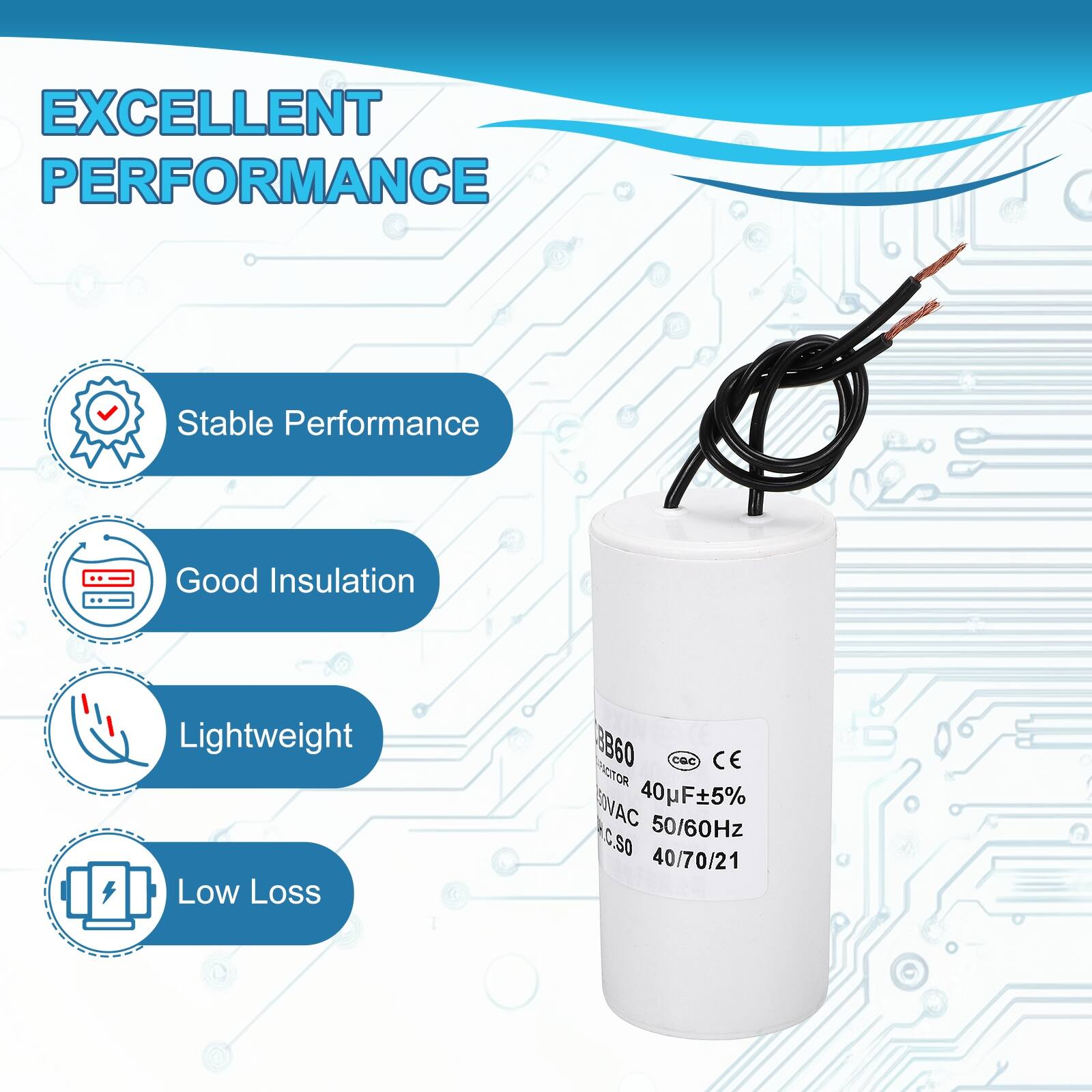 EXCELLENT PERFORMANCE

- Stable Performance
- Good Insulation
- Lightweight
- Low Loss

8B60 ATR CBC CE BINAC 40F5% Rc.SO 50/60Hz 40/70/21