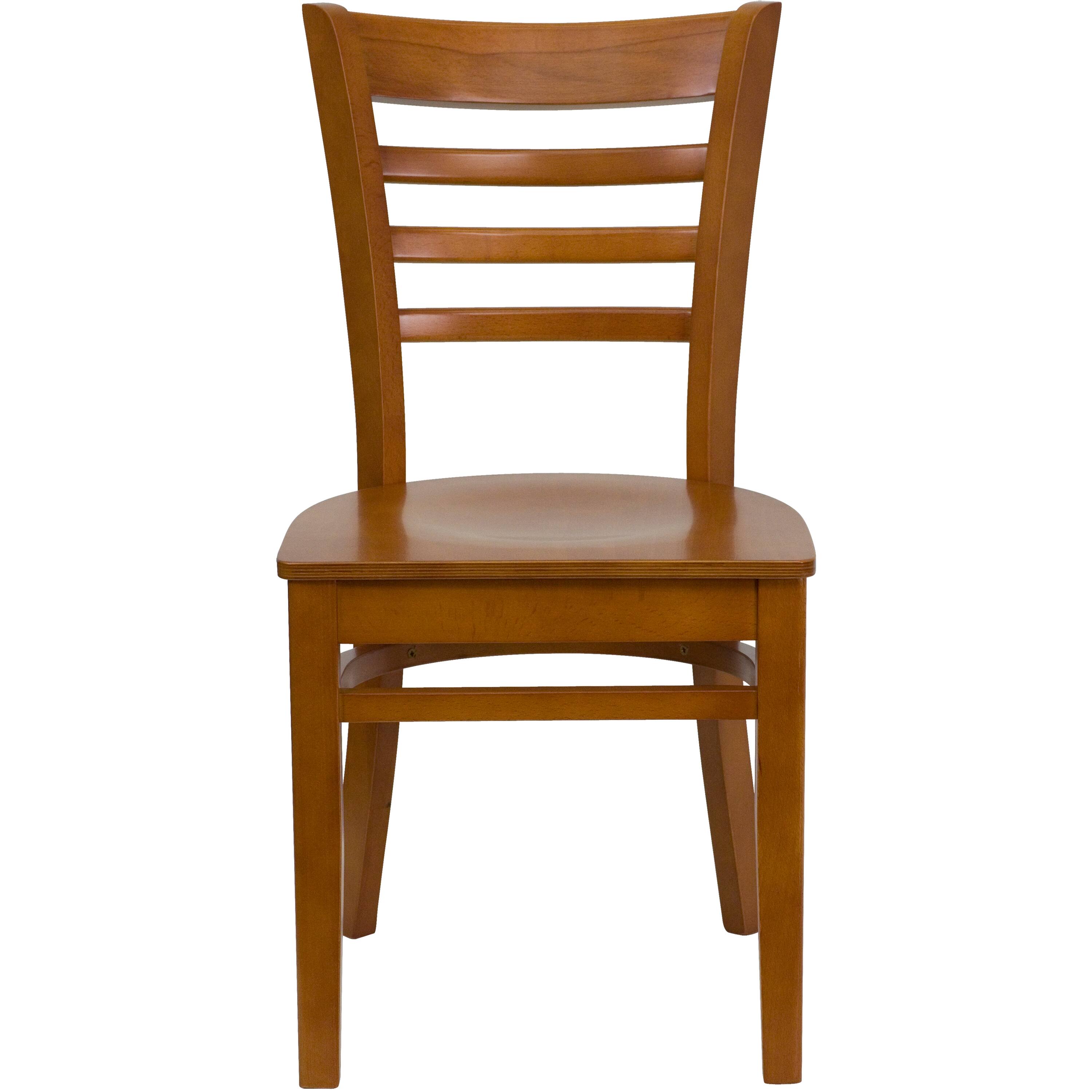 Alt View 6. Emma + Oliver - 2 Pack Ladder Back Wooden Restaurant Chair - Cherry Wood Seat/Cherry Wood Frame.